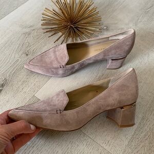 Enzo‎ Angiolini being taupe  pink Deanna Block Heel Pointed Toe Pumps siz…